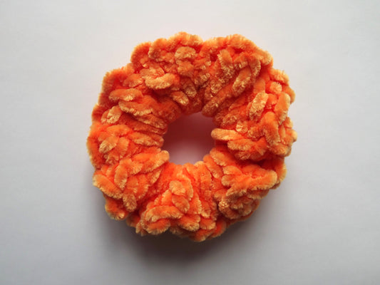 Orange Crochet Hair Scrunchie