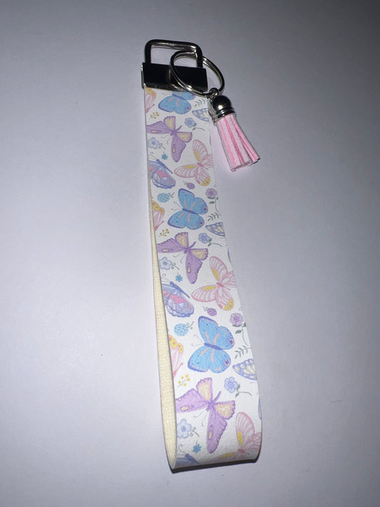 Pastel Butterfly Keychain Wristlet