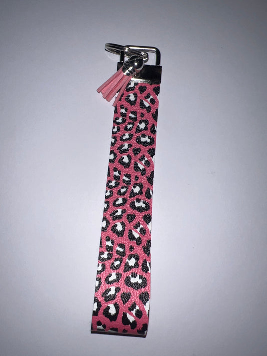 Pink Leopard Print Keychain Wristlet