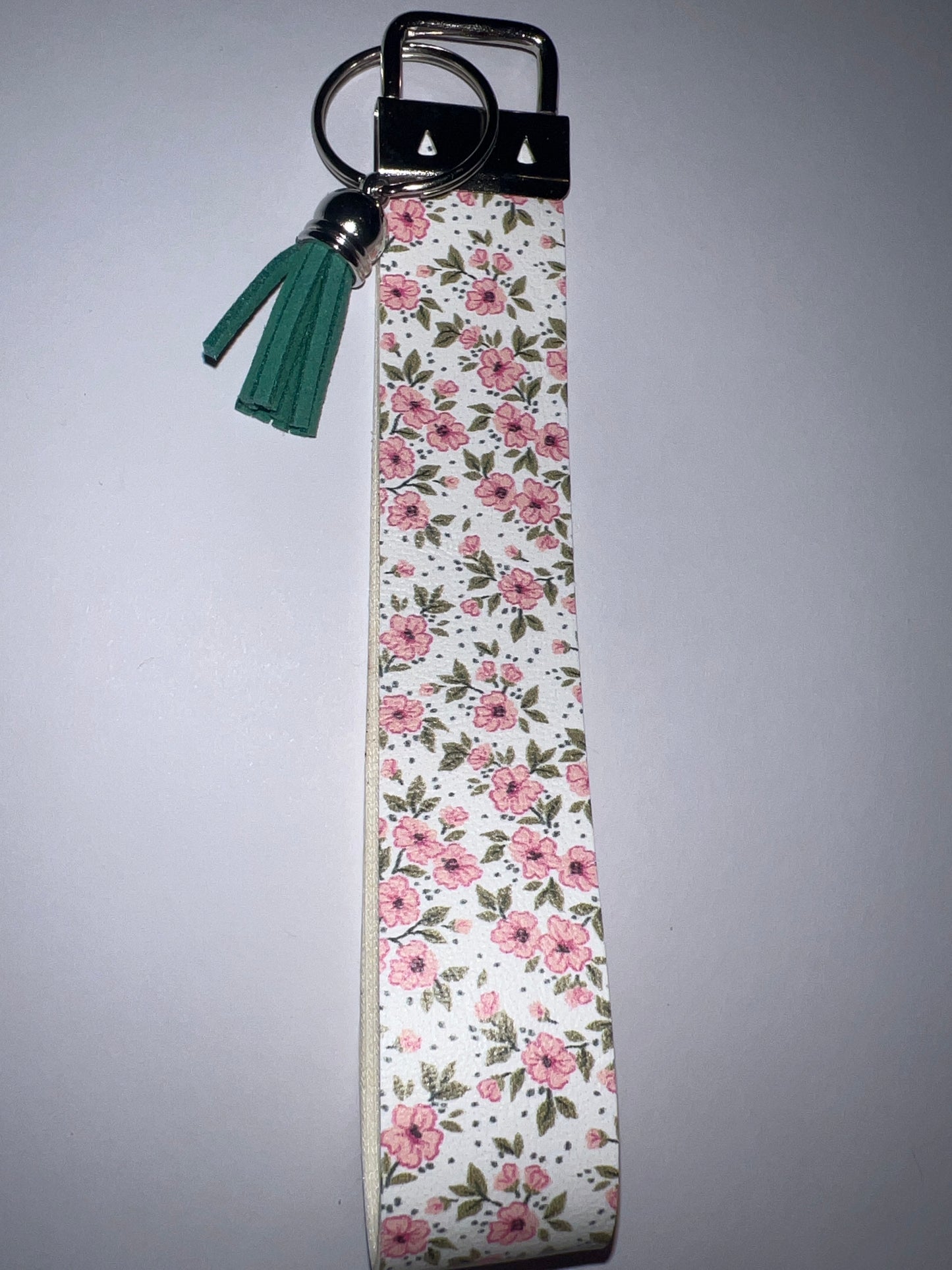 Small Pink Flower Keychain Wristlet