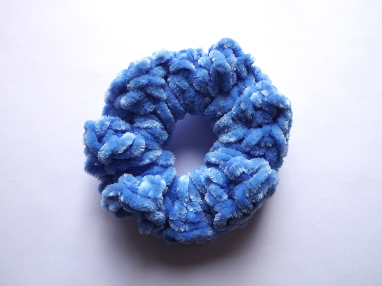 Blue, Green, Yellow Crochet Hair Scrunchie