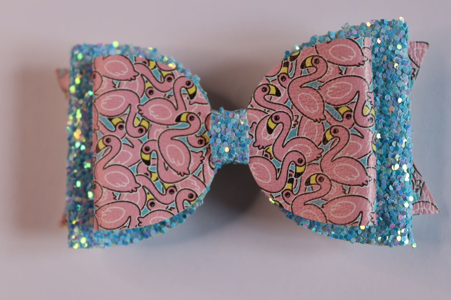 Blue Flamingo Faux Leather Hair Bow