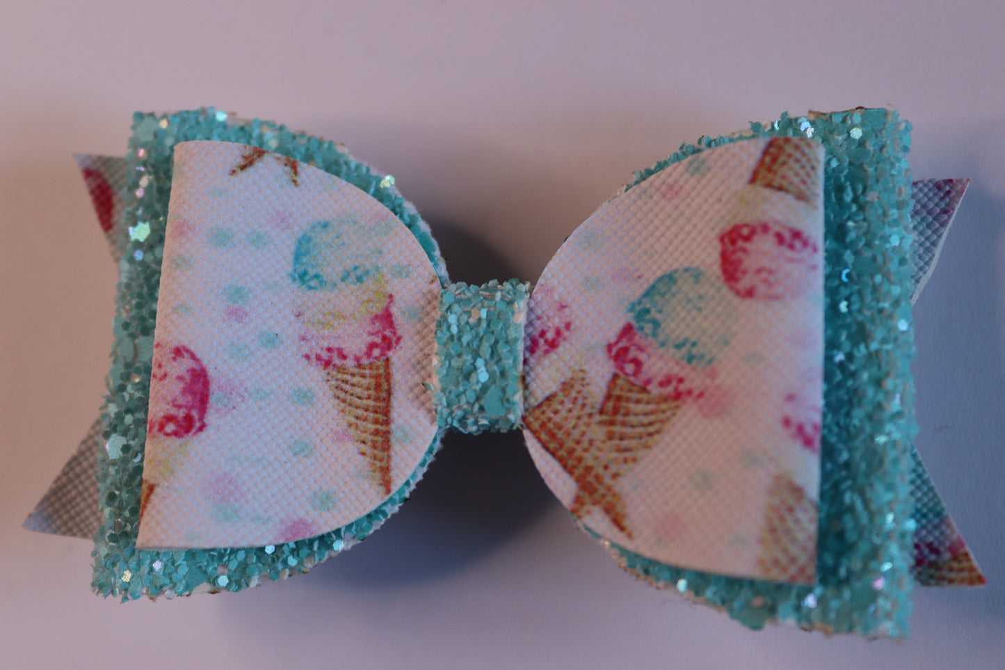 Blue Ice Cream Faux Leather Hair Bow