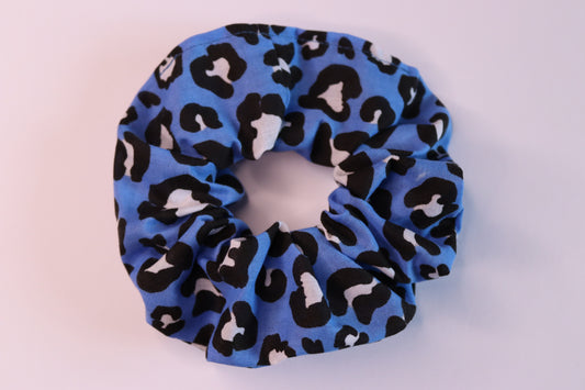 Blue Leopard Print Hair Scrunchie