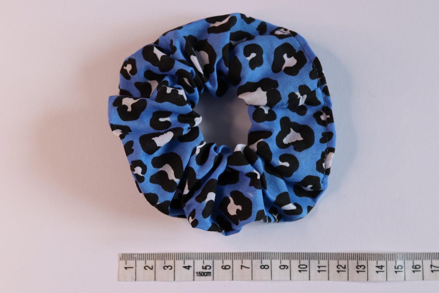 Blue Leopard Print Hair Scrunchie