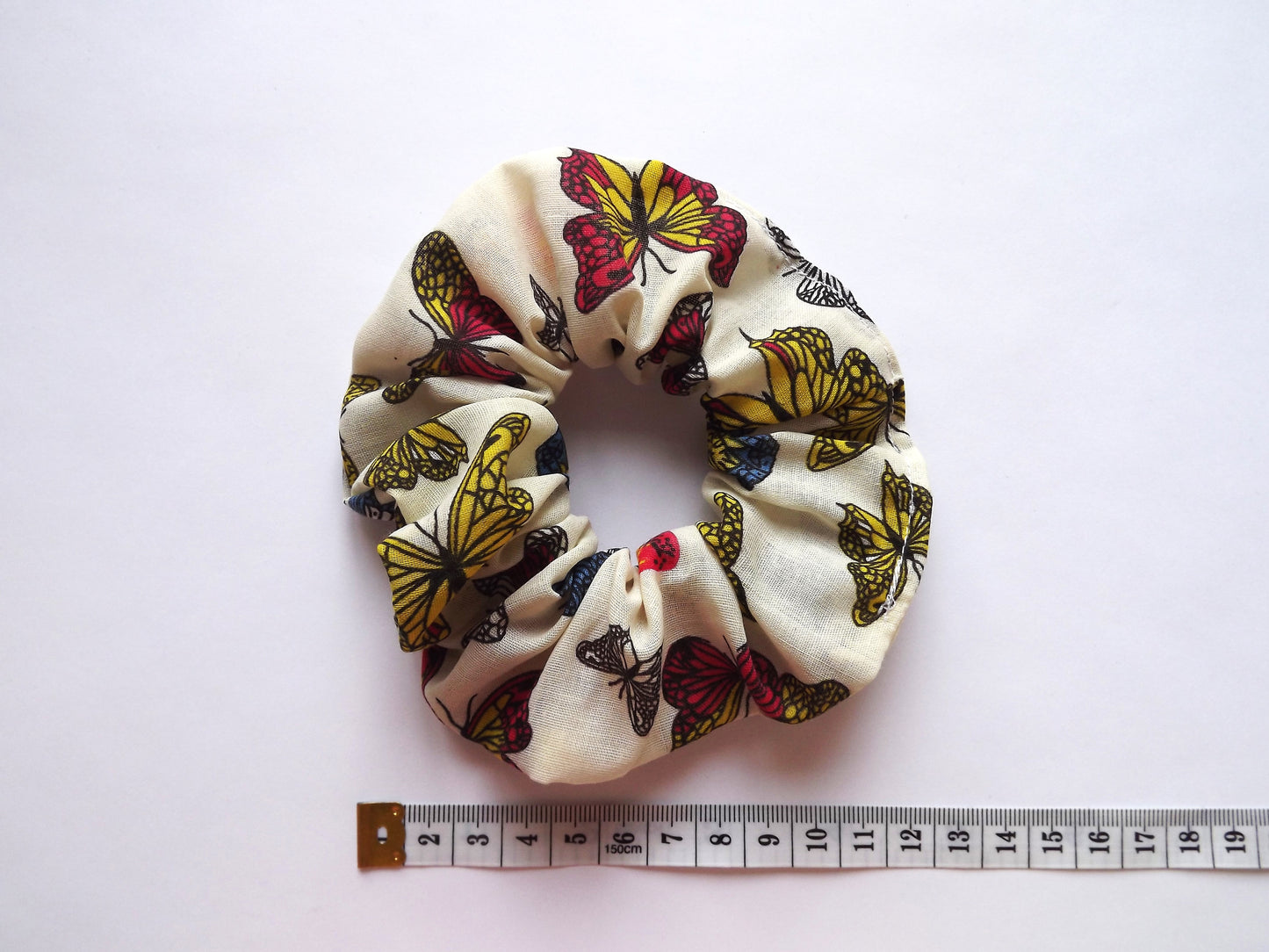 Cream Butterflies Hair Scrunchie