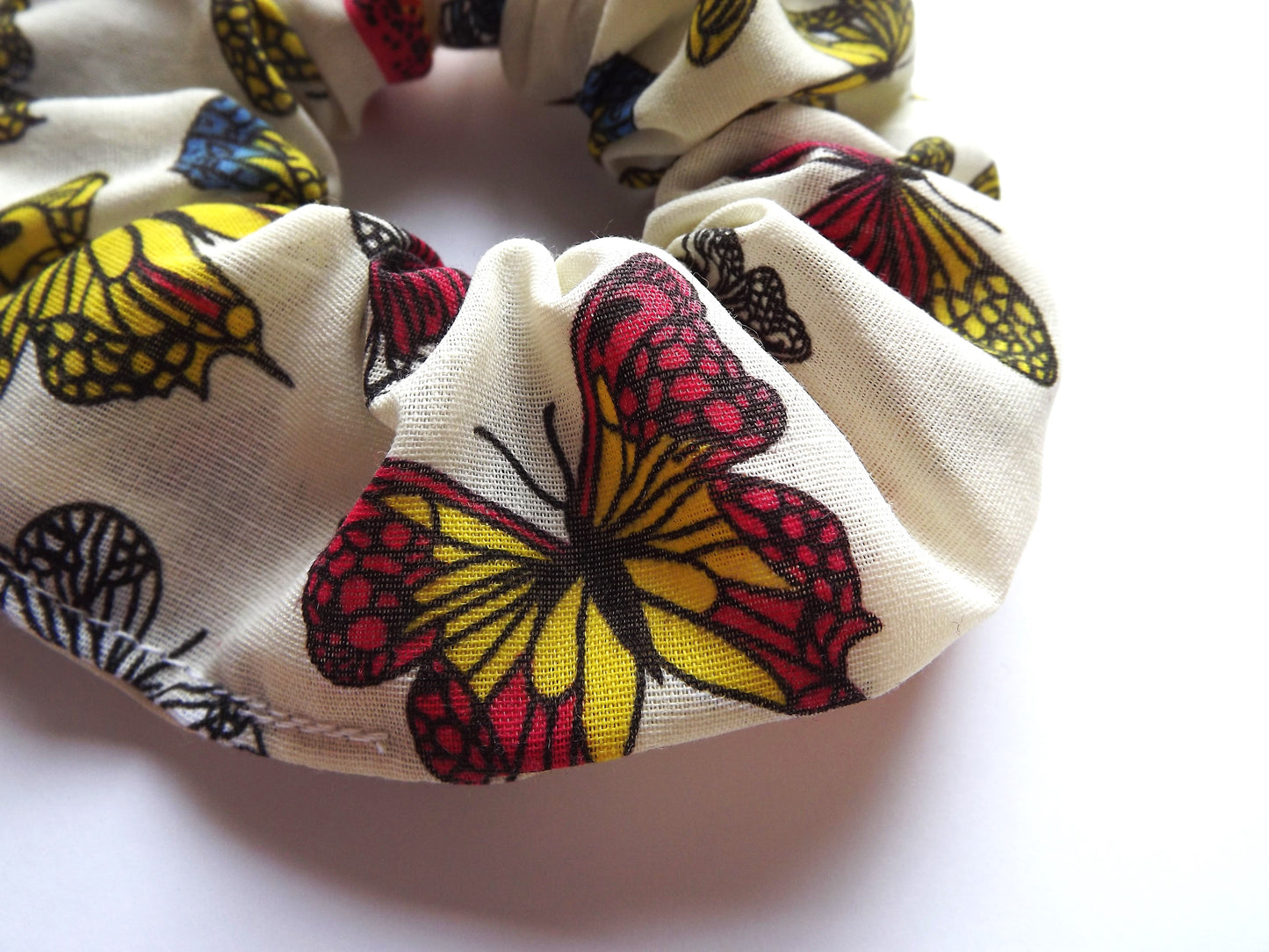 Cream Butterflies Hair Scrunchie