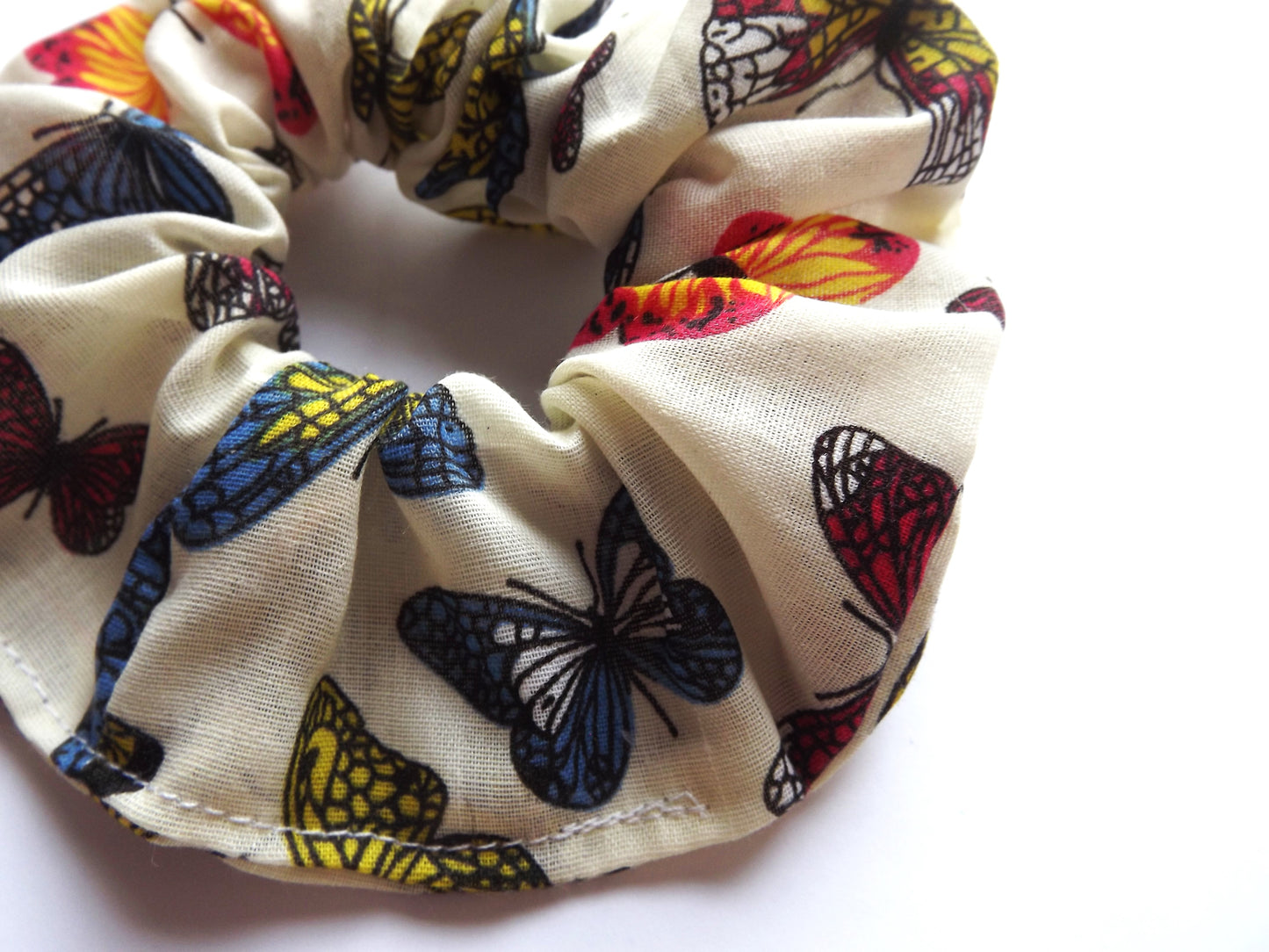 Cream Butterflies Hair Scrunchie