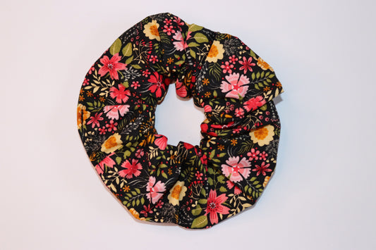 Dark Floral Hair Scrunchie