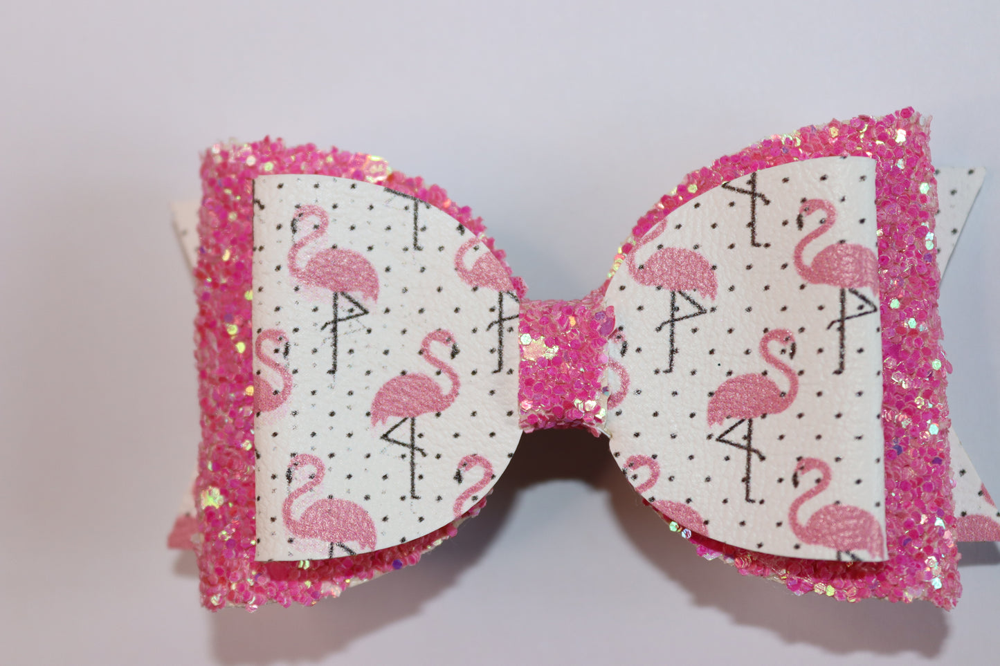 Pink Flamingo Faux Leather Hair Bow