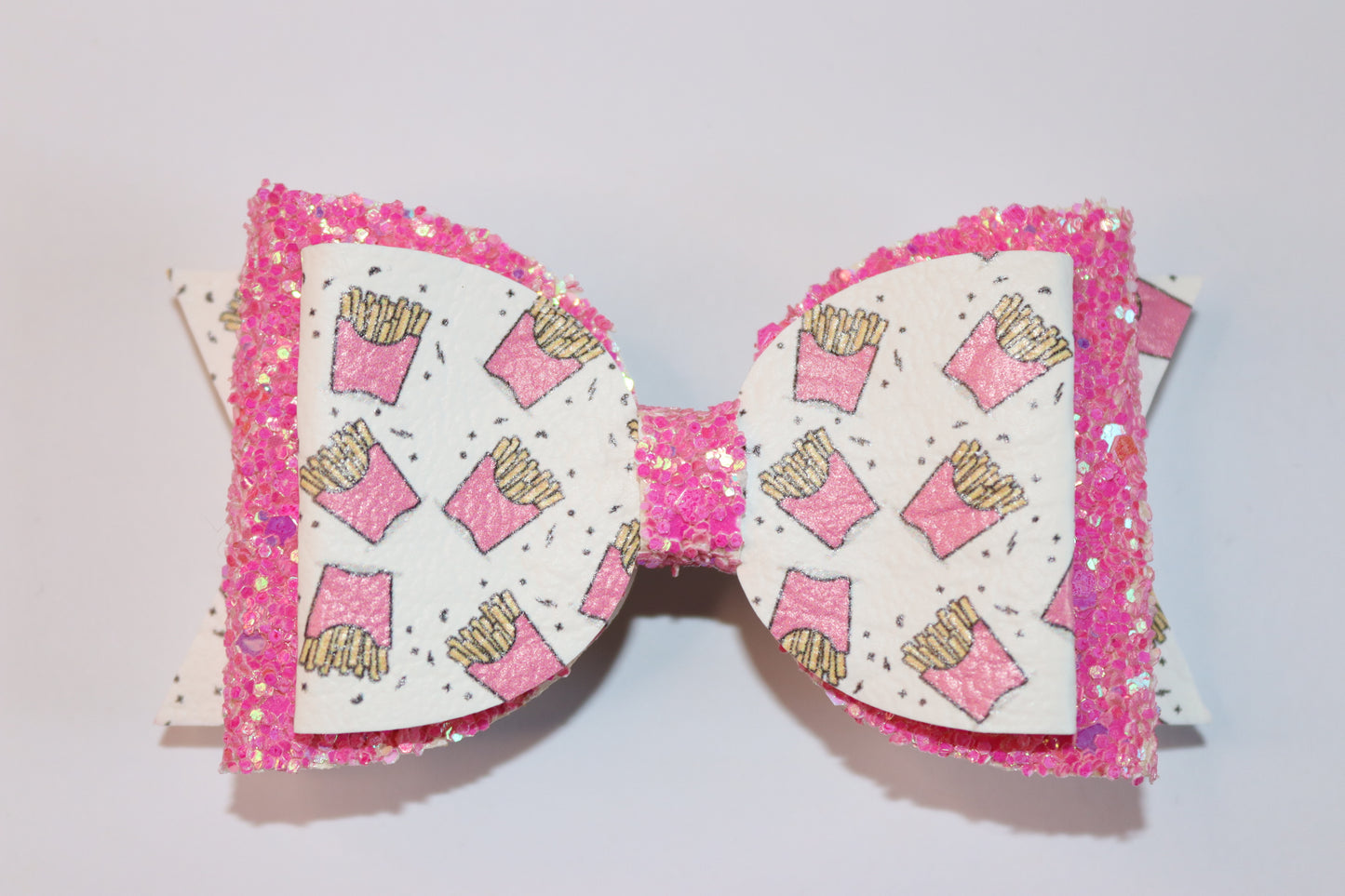 French Fries Faux Leather Hair Bow