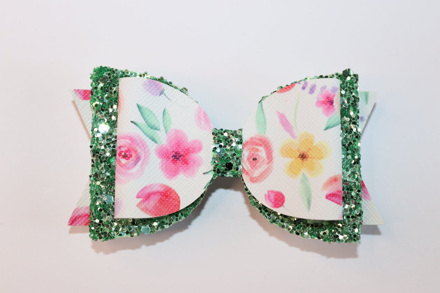 Flower Bloom Faux Leather Hair Bow