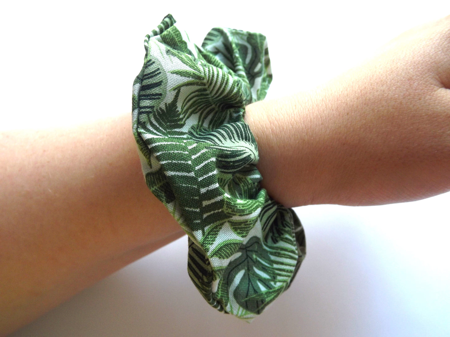 Green Leaf Hair Scrunchie