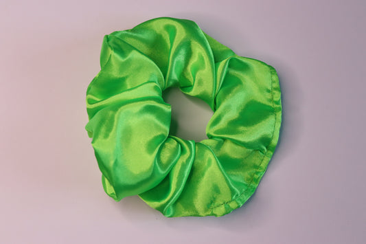 Green Silky Satin Hair Scrunchie