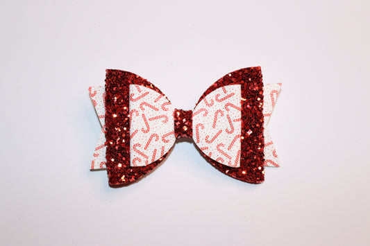 Red Candy Cane Christmas Hair Bow