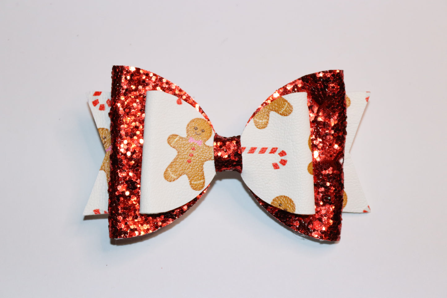 Gingerbread And Candy Cane Christmas Hair Bow