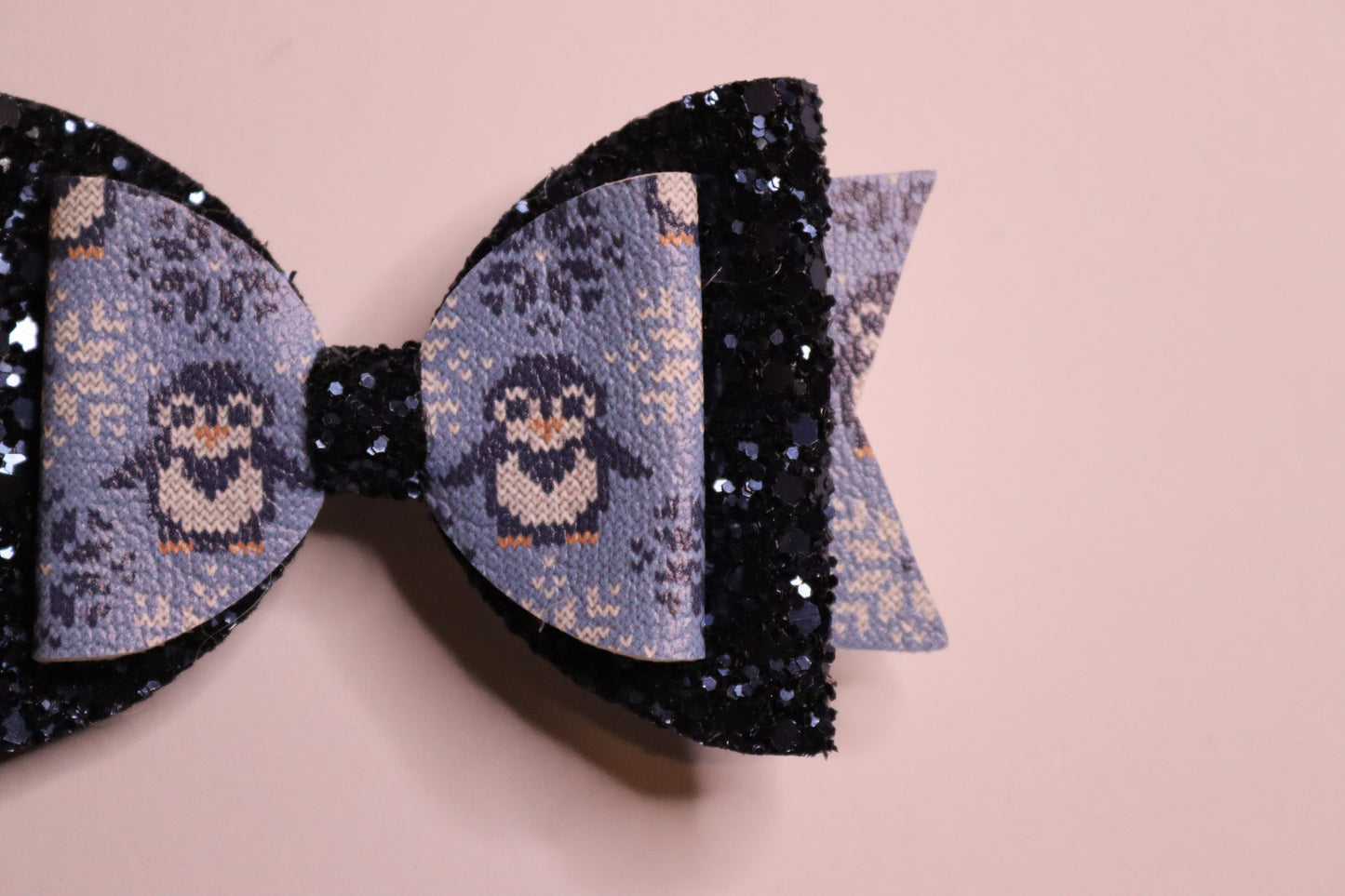 Blue Penguin Winter Hair Bow