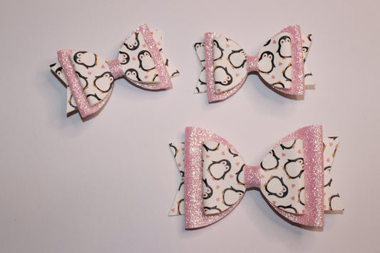 Pink Penguin Hair Bow