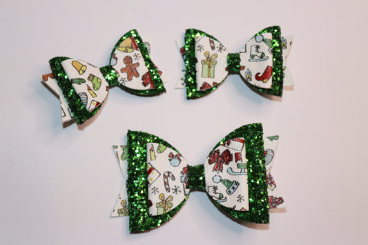 Christmas Symbol Hair Bow