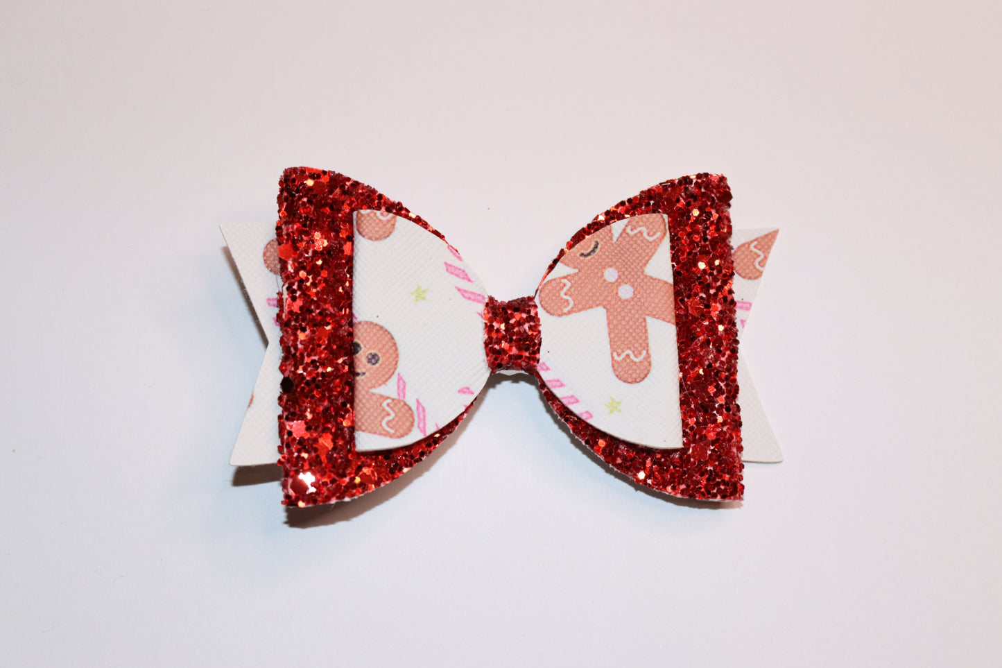 Red Gingerbread Christmas Hair Bow