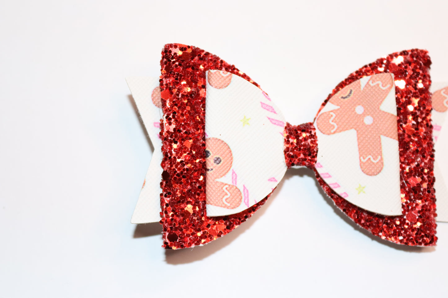 Red Gingerbread Christmas Hair Bow