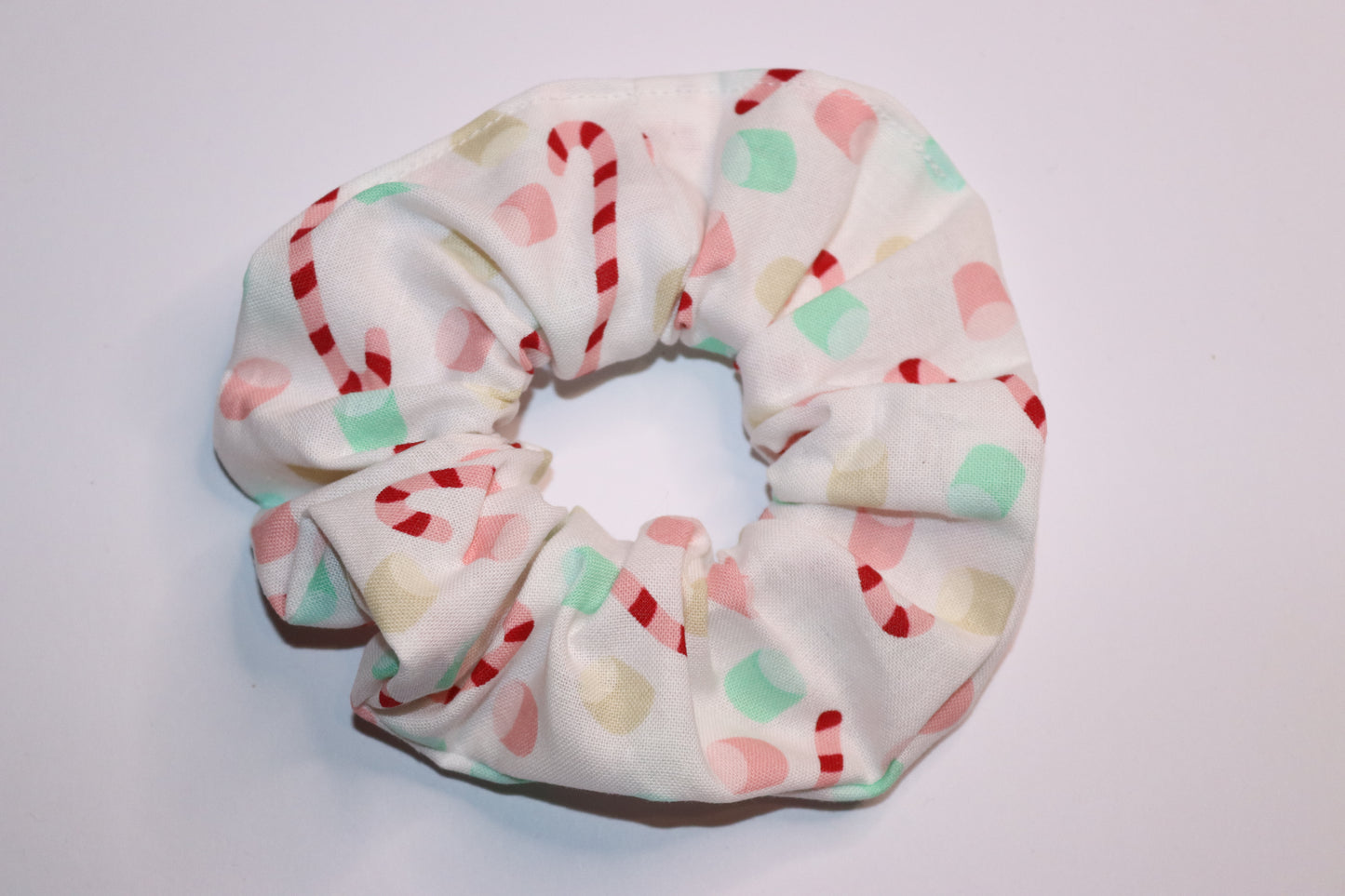 Marshmallow And Candy Cane Hair Scrunchie