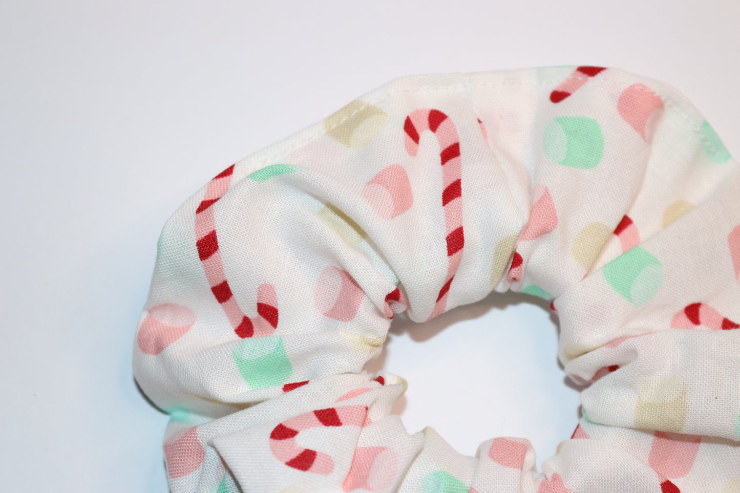 Marshmallow And Candy Cane Hair Scrunchie