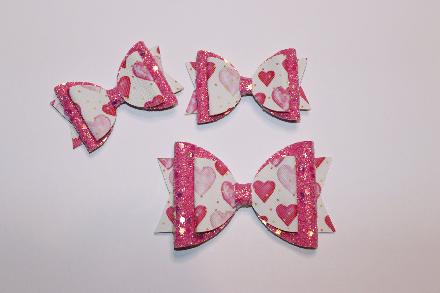 Sparkle Heart Valentines Hair Bow