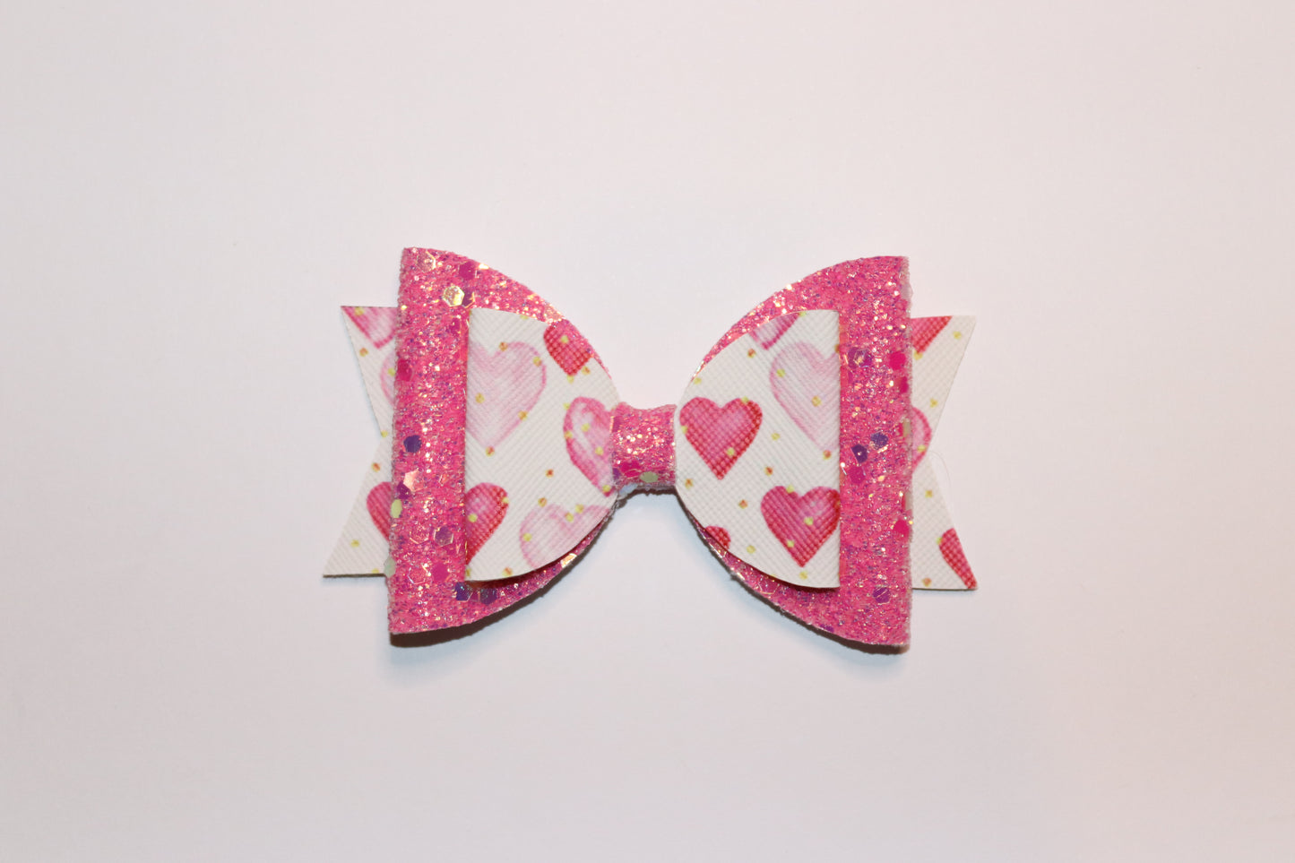 Sparkle Heart Valentines Hair Bow