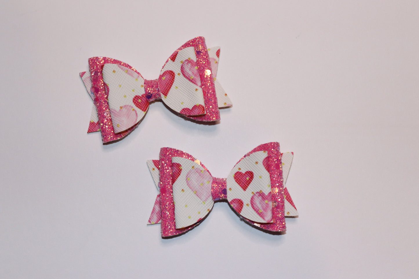 Sparkle Heart Valentines Hair Bow