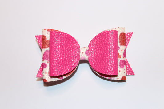 Pink Heart Hair Bow