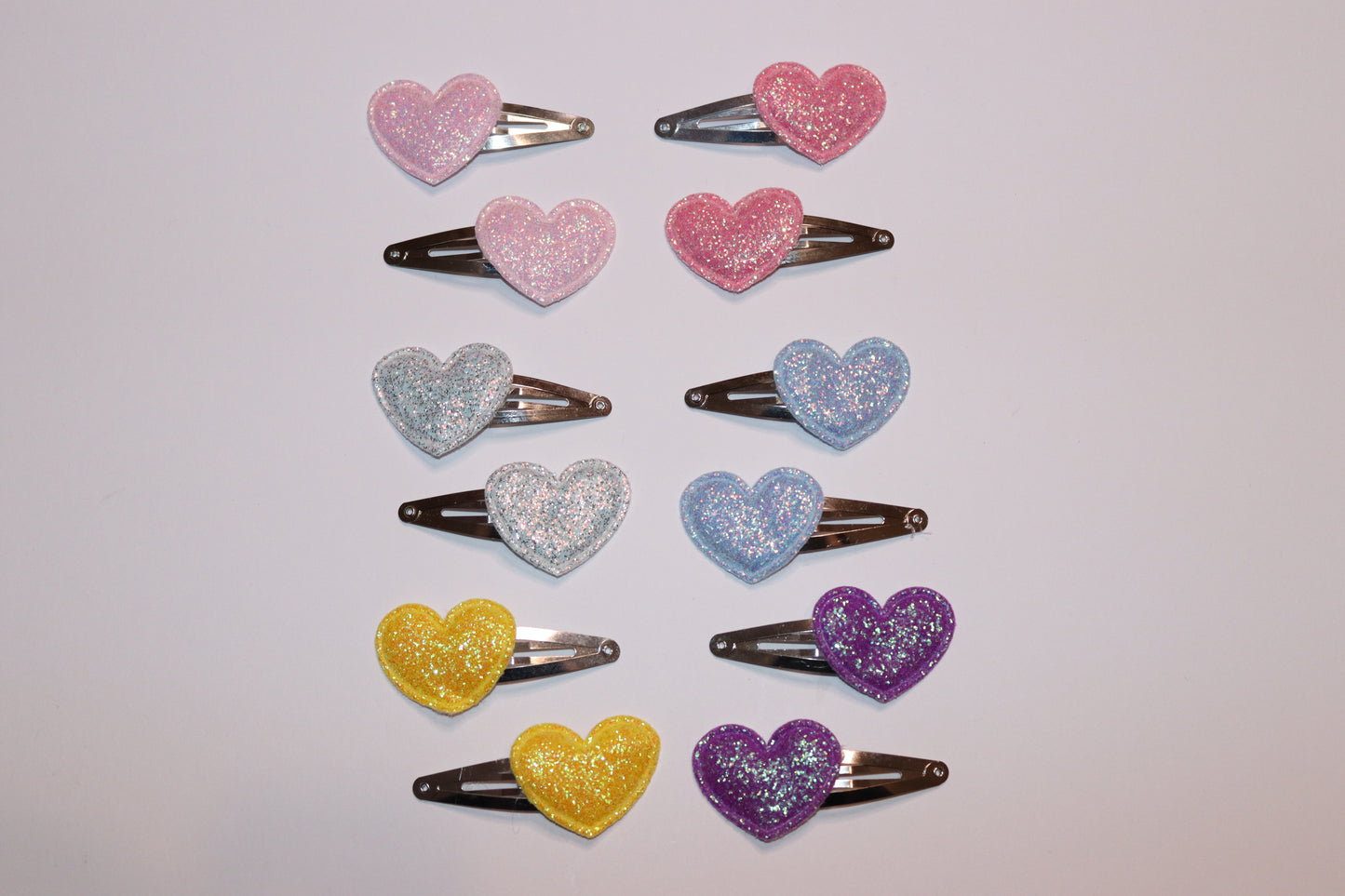 Valentines Glitter Heart Hair Snap Clips