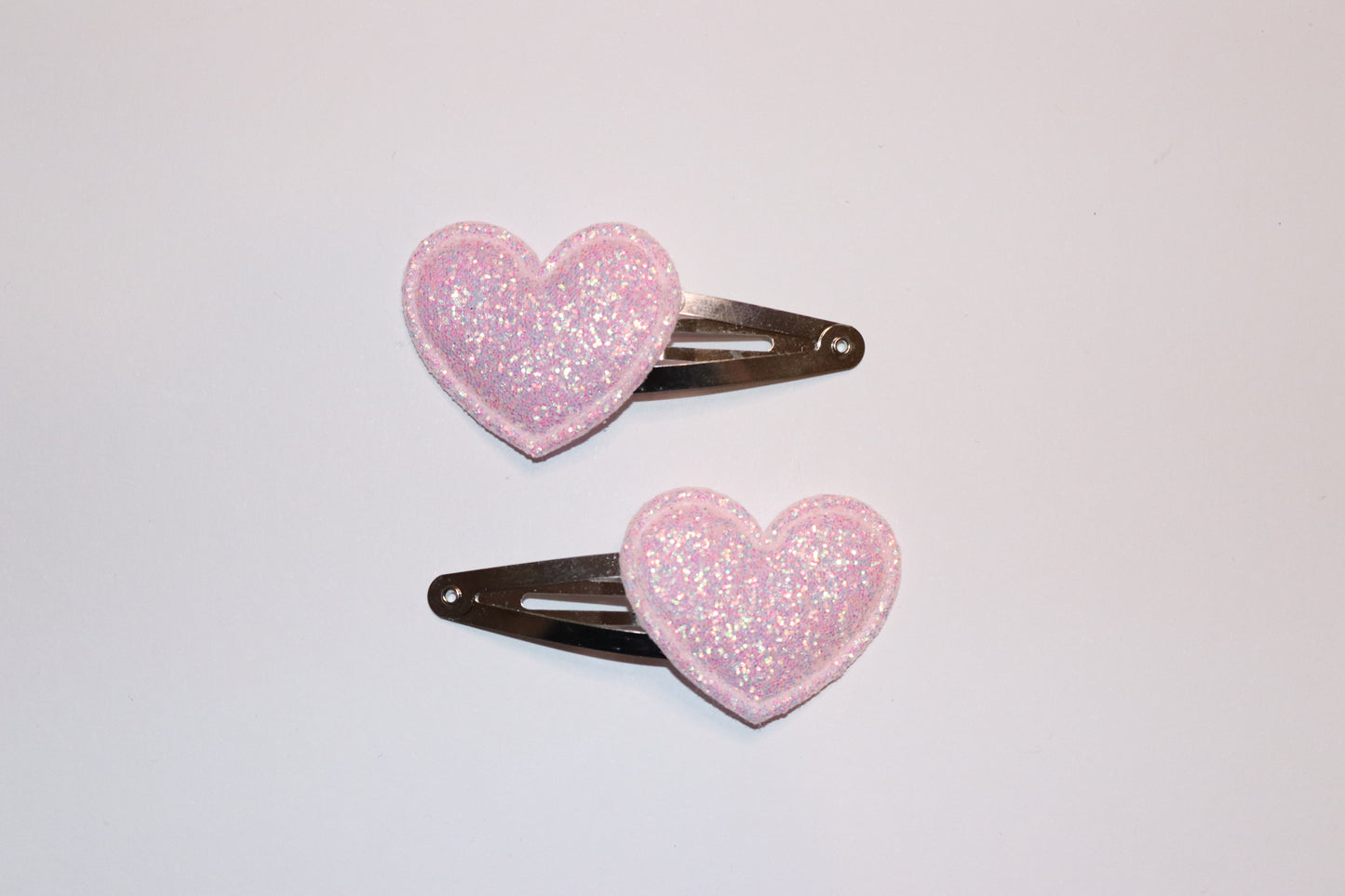 Valentines Glitter Heart Hair Snap Clips