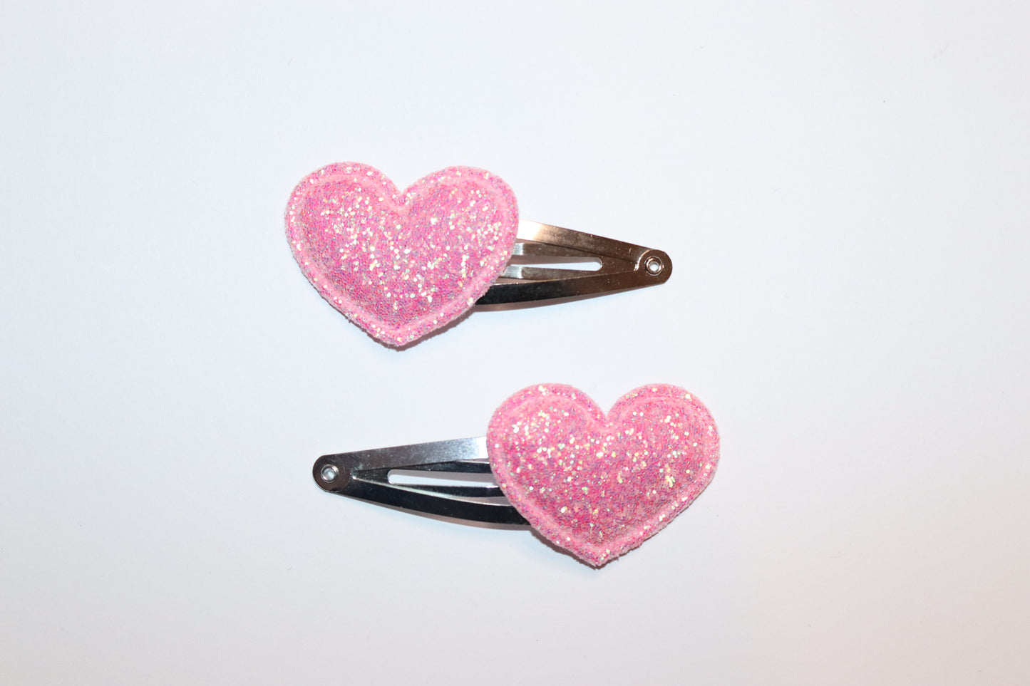 Valentines Glitter Heart Hair Snap Clips