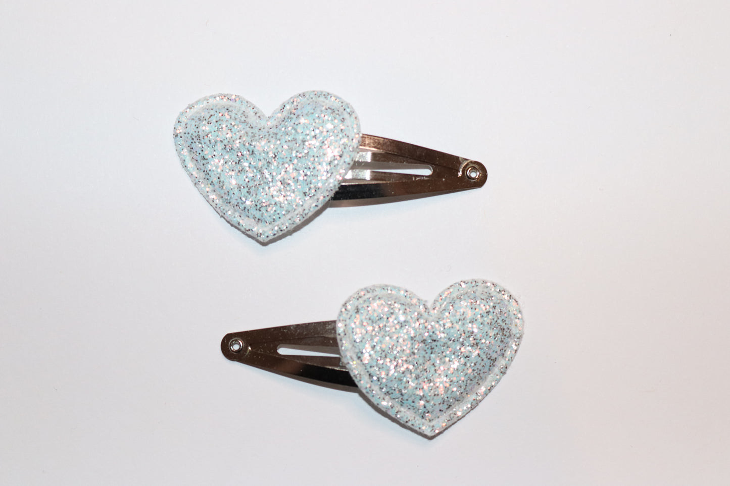 Valentines Glitter Heart Hair Snap Clips