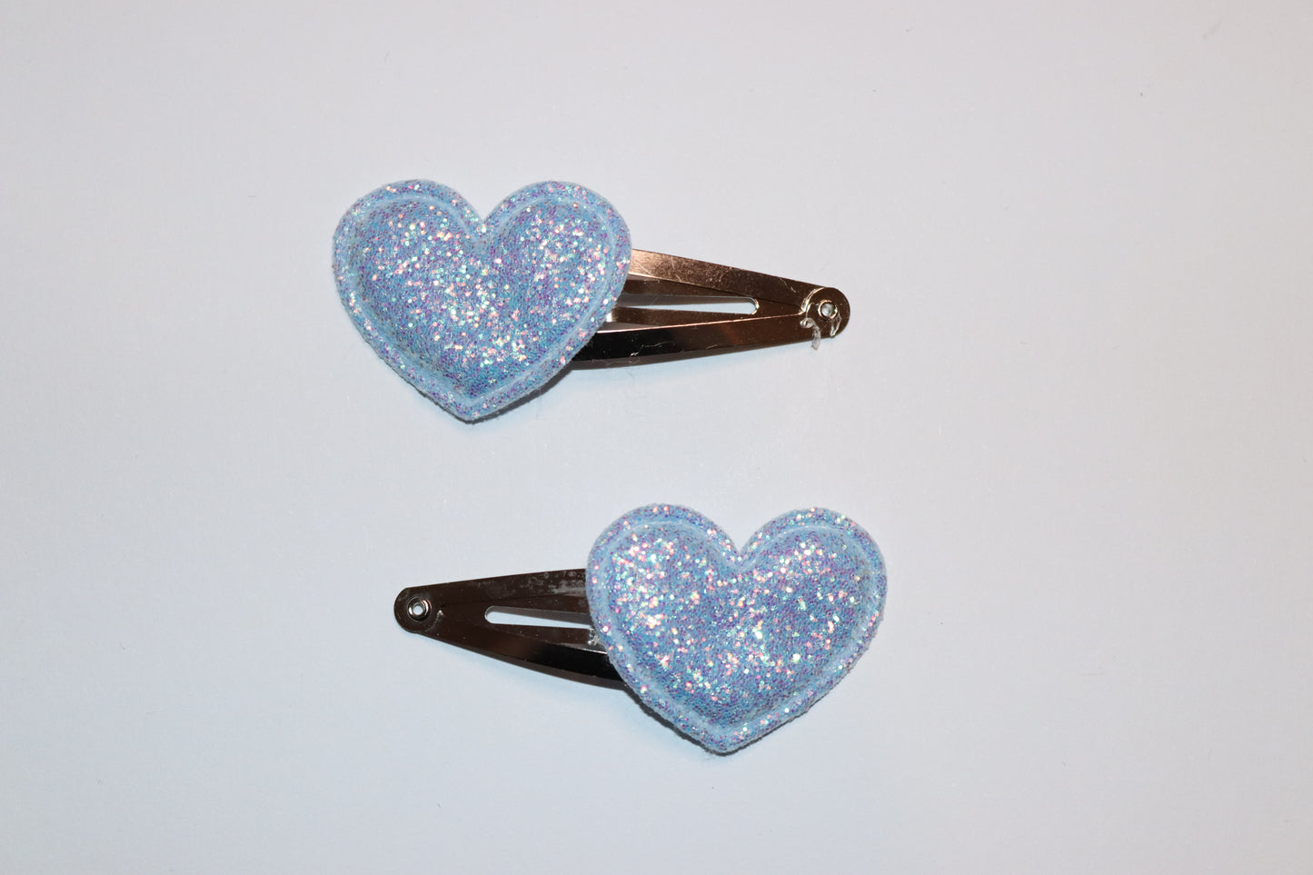 Valentines Glitter Heart Hair Snap Clips