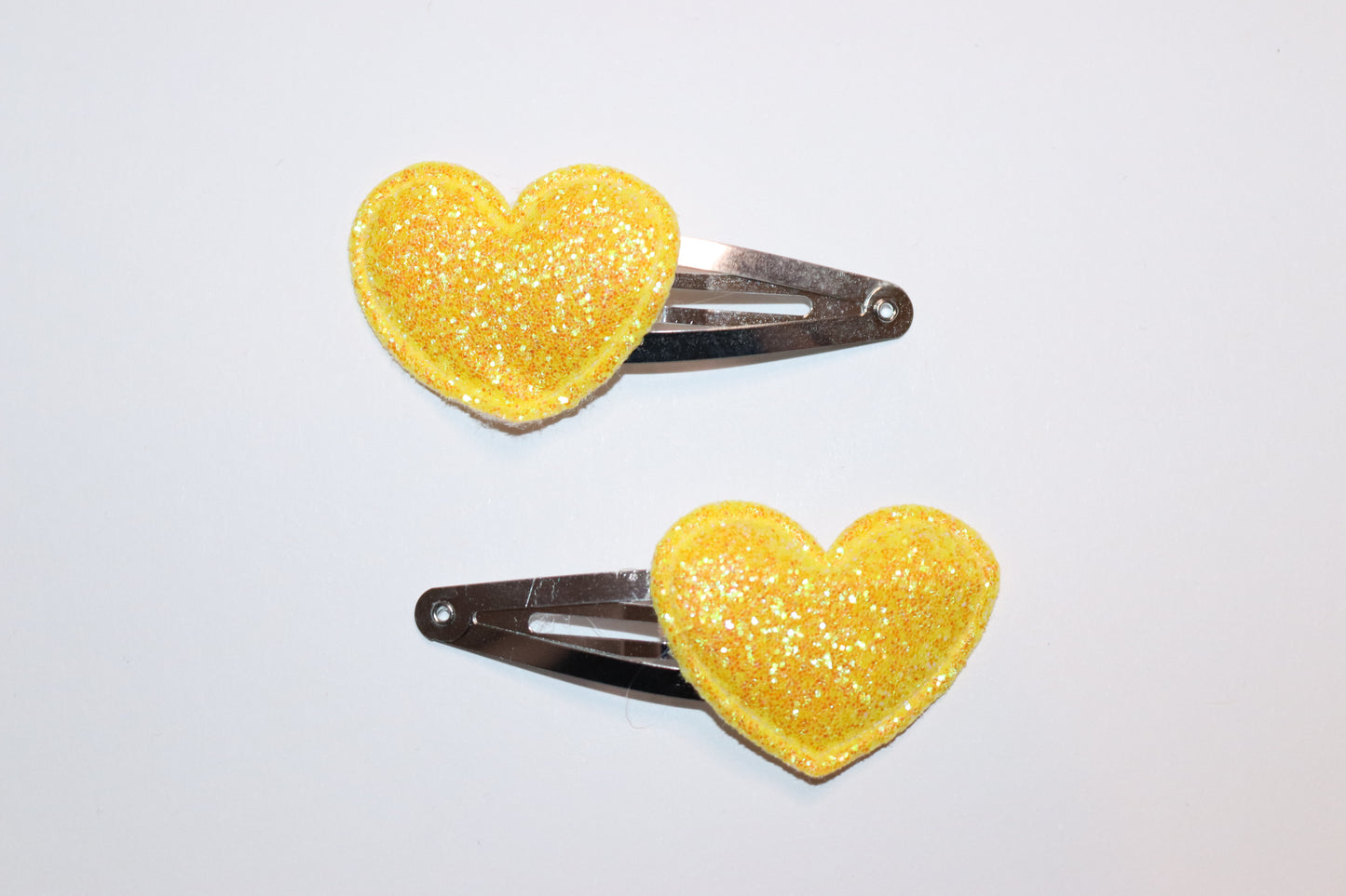 Valentines Glitter Heart Hair Snap Clips