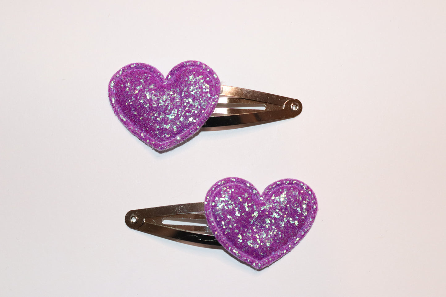 Valentines Glitter Heart Hair Snap Clips