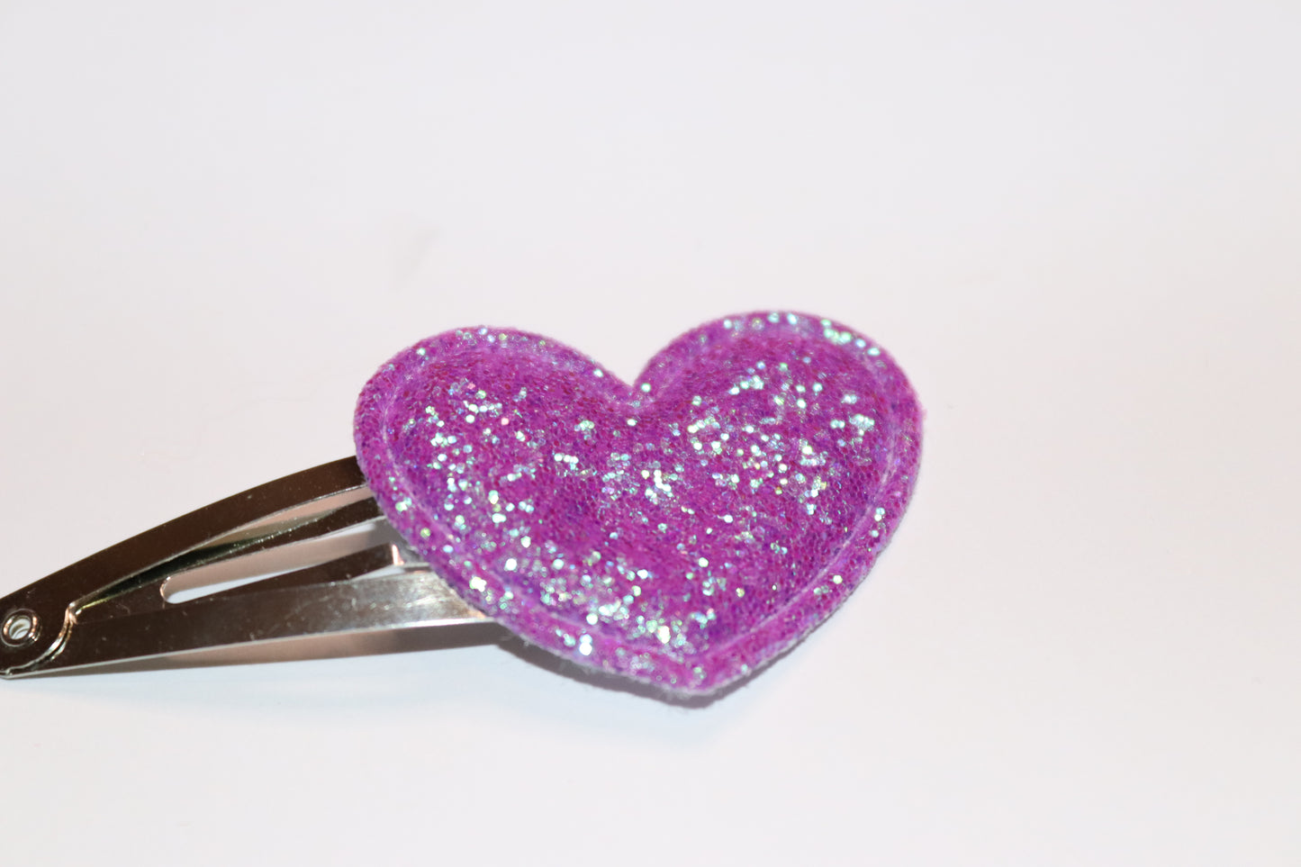 Valentines Glitter Heart Hair Snap Clips