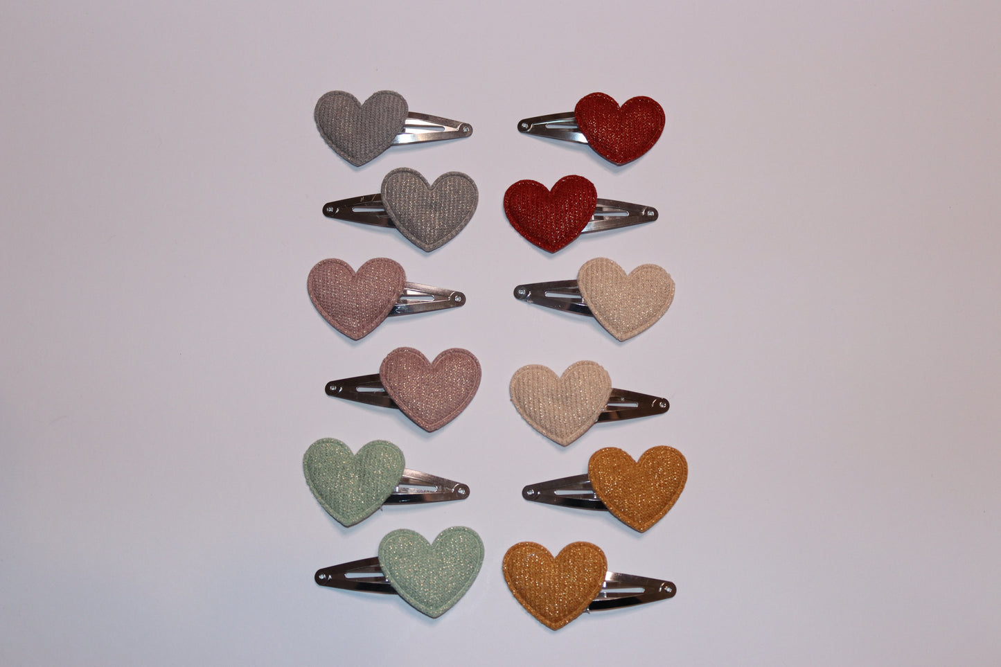 Valentines Padded Heart Hair Snap Clips