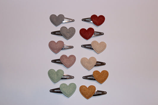 Valentines Padded Heart Hair Snap Clips