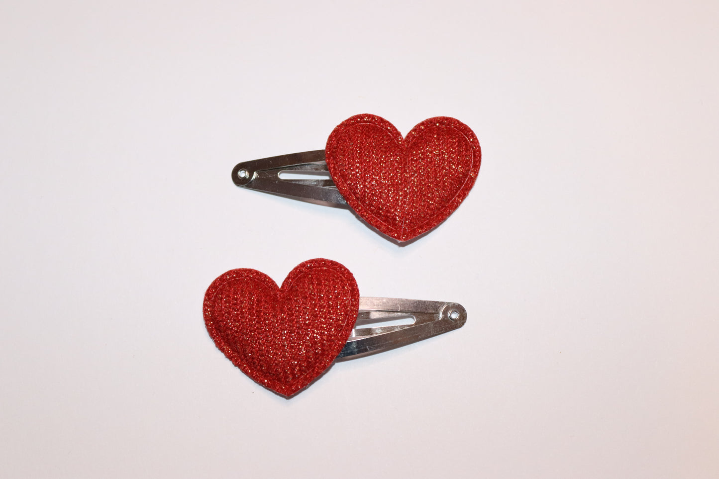 Valentines Padded Heart Hair Snap Clips