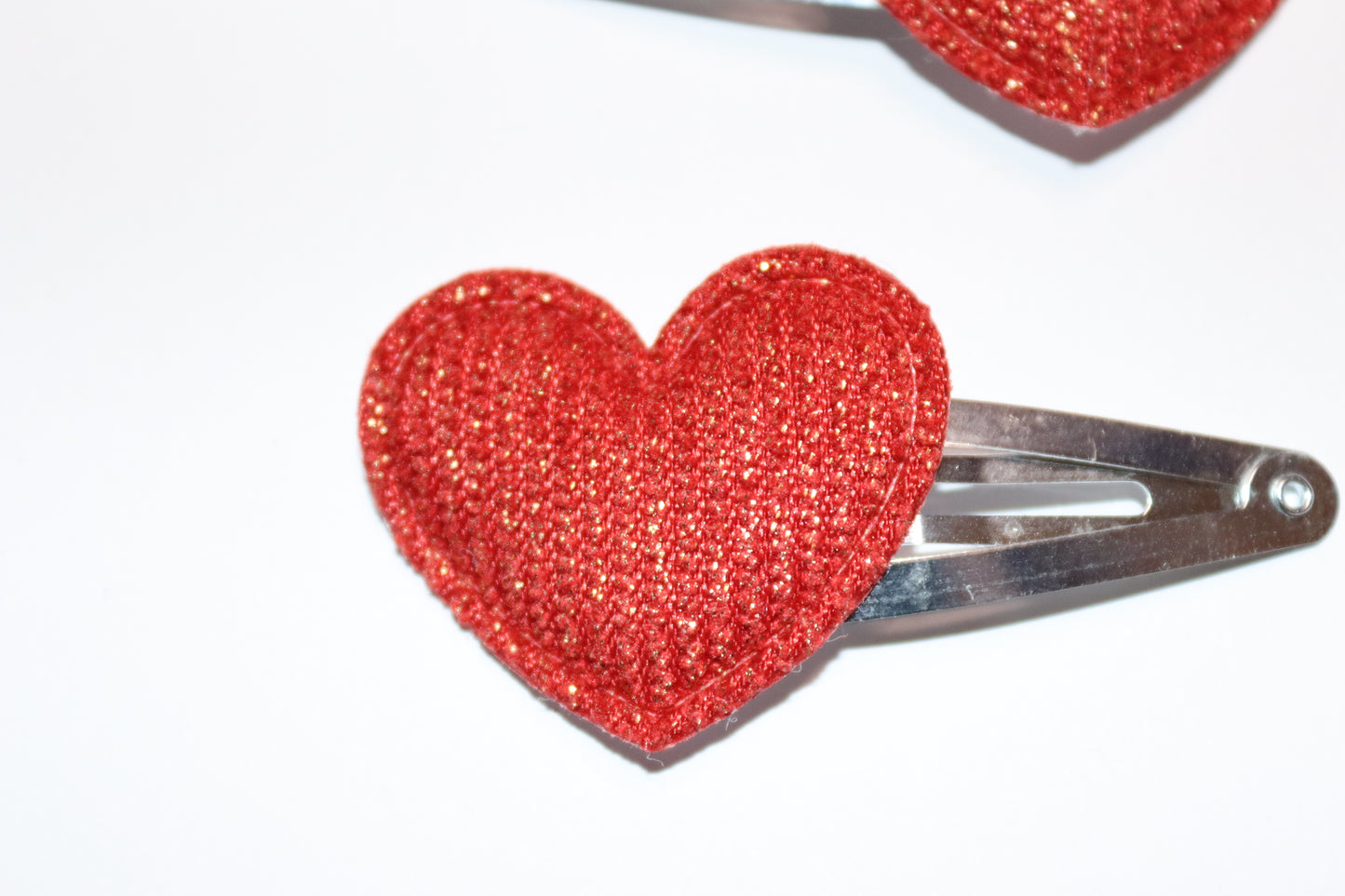 Valentines Padded Heart Hair Snap Clips