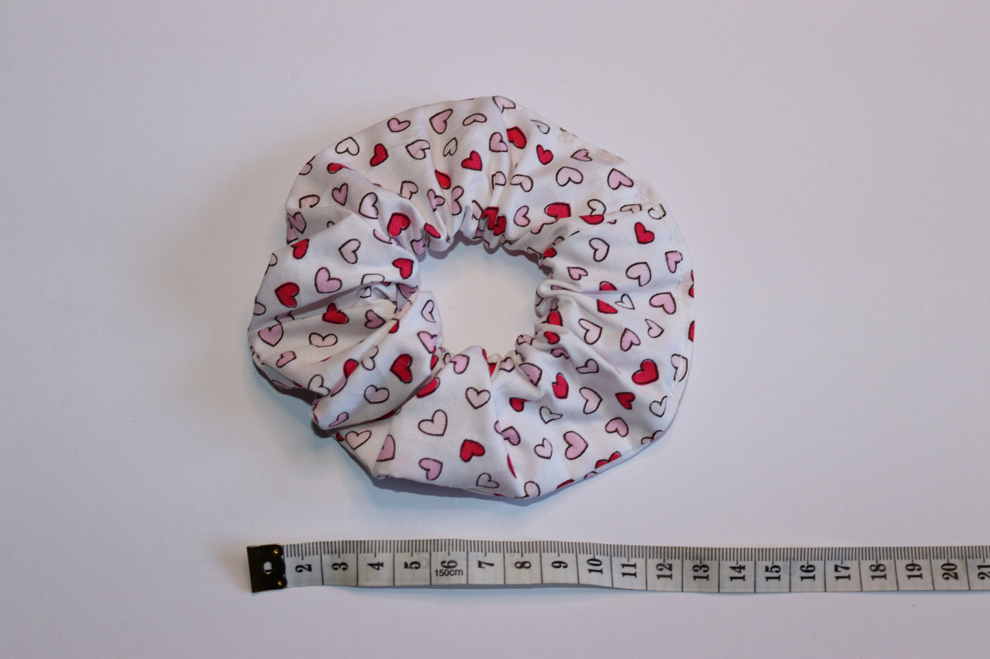 White And Red Heart Valentines Hair Scrunchie