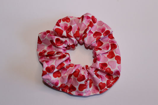 Pink Heart Valentines Hair Scrunchie