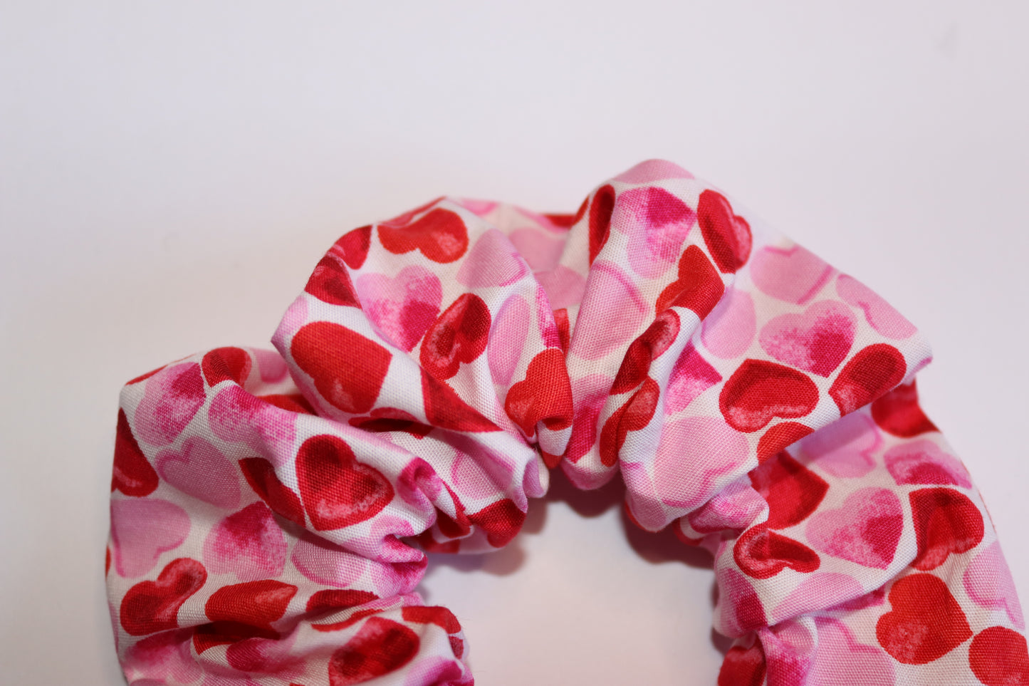 Pink Heart Valentines Hair Scrunchie