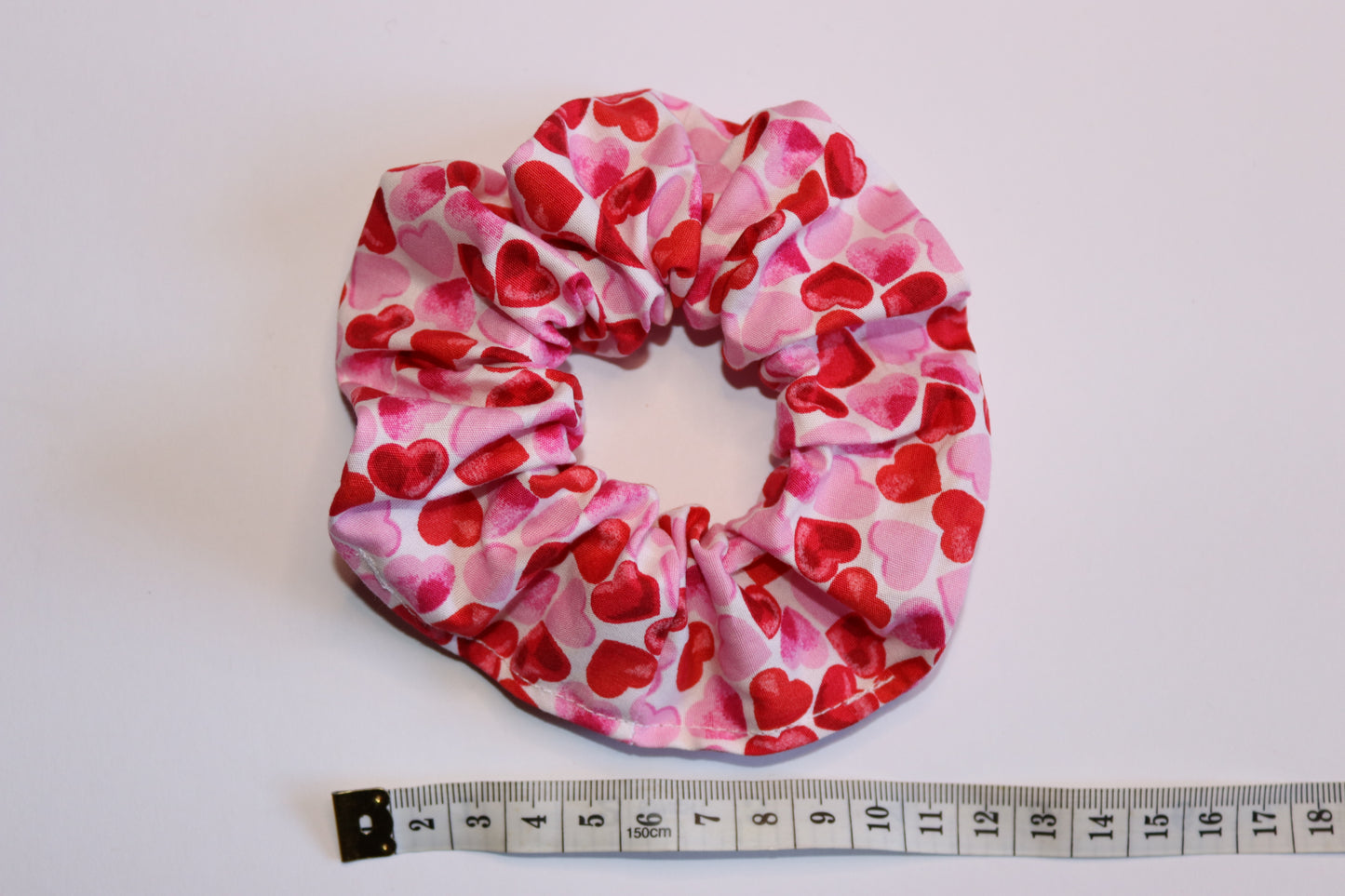 Pink Heart Valentines Hair Scrunchie