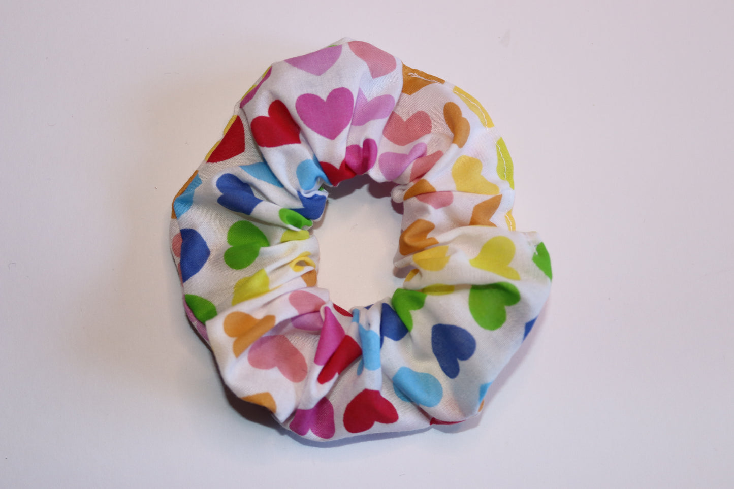 Multi Coloured Heart Valentines Hair Scrunchie