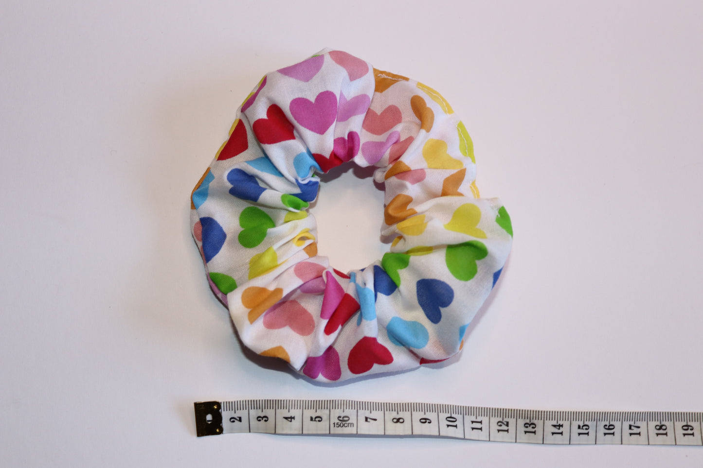 Multi Coloured Heart Valentines Hair Scrunchie