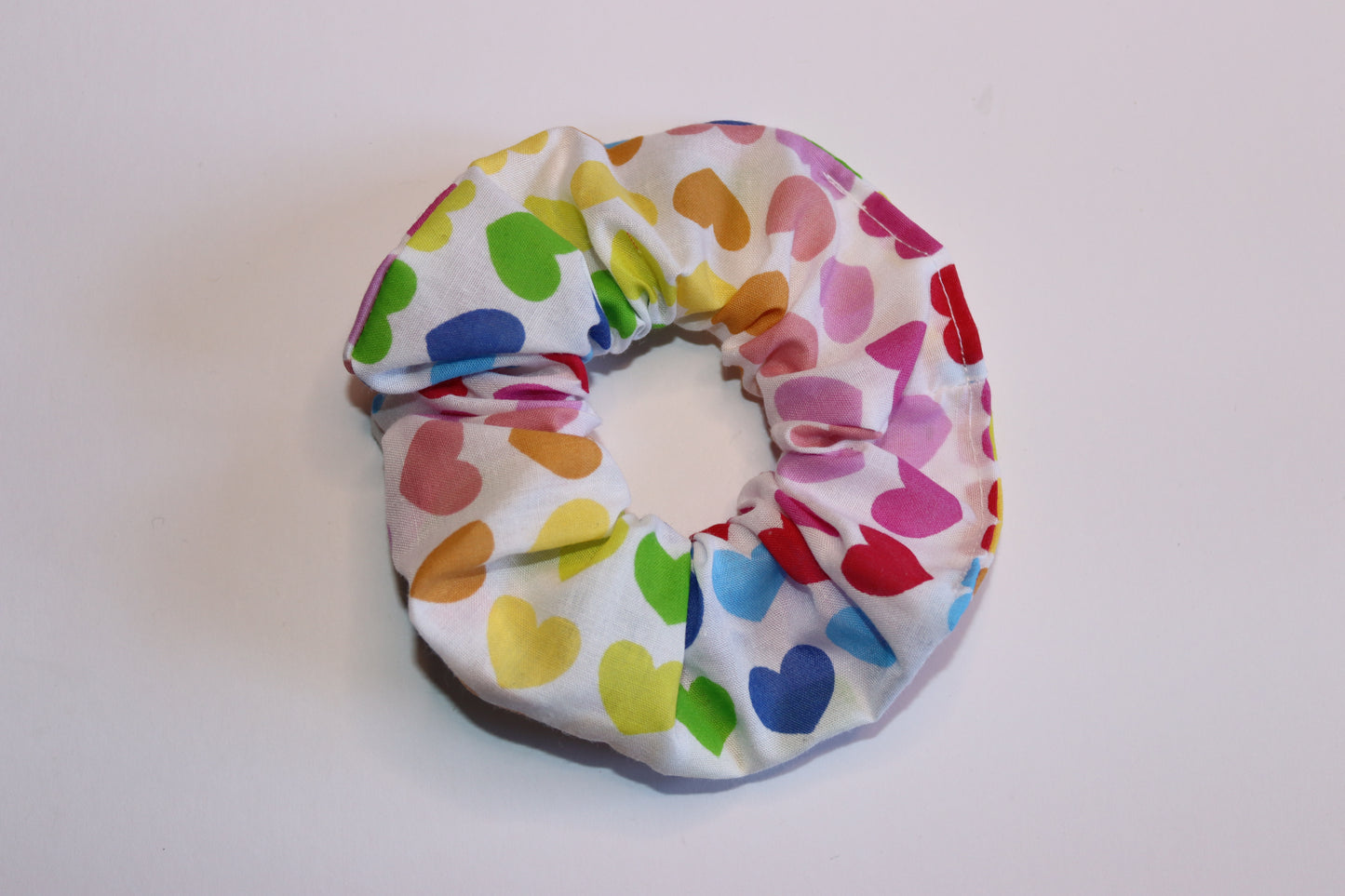 Multi Coloured Heart Valentines Hair Scrunchie